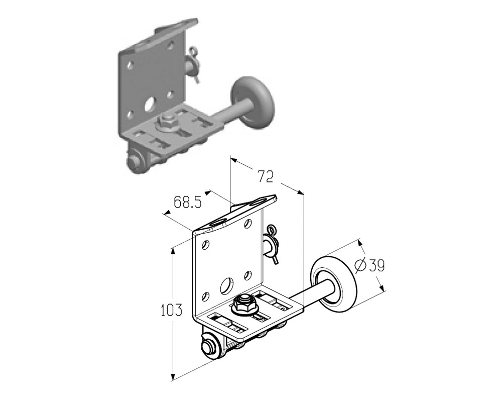 ALUTECH Кронштейн роликовый нижний левый, RBT-110L, 401232400 — купить с доставкой по России